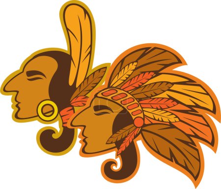 Ilustración de Dibujos animados americanos nativos americanos - Imagen libre de derechos