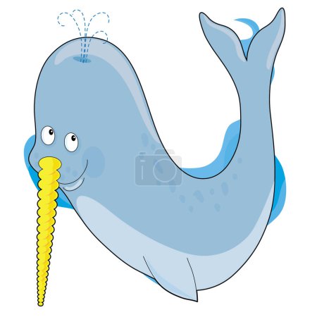 Téléchargez les illustrations : Illustration vectorielle du personnage de baleine de dessin animé - en licence libre de droit