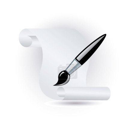 Illustration for Brush  and a blank white paper - Royalty Free Image