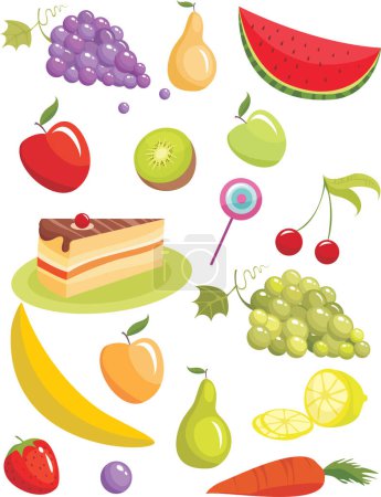 Téléchargez les illustrations : Fruits et baies ensemble - en licence libre de droit