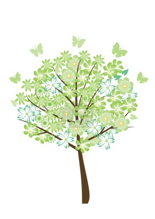 Téléchargez les illustrations : Illustration vectorielle d'un arbre. Isolé sur fond blanc. - en licence libre de droit