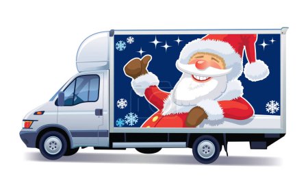Téléchargez les illustrations : Père Noël conduisant une voiture - en licence libre de droit