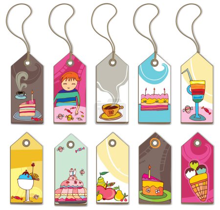 Illustration for A set of tags with different food items - Royalty Free Image