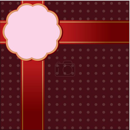 Illustration for Background with a red ribbon and a white frame - Royalty Free Image