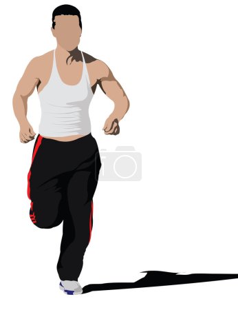 Illustration for A man running in a white tank top and black pants - Royalty Free Image