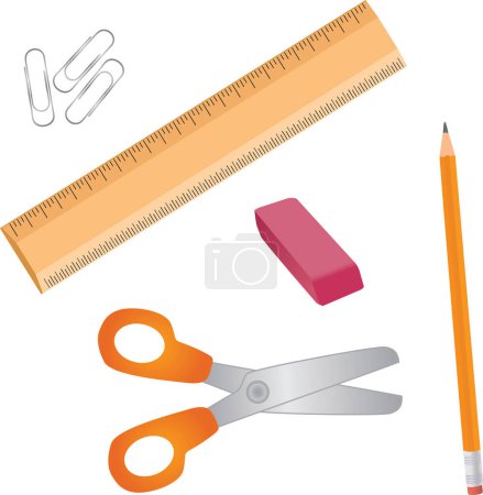 Illustration for Set of school supplies on white background. vector illustration. - Royalty Free Image