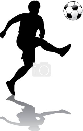 Téléchargez les illustrations : Illustration vectorielle silhouette joueur de football - en licence libre de droit