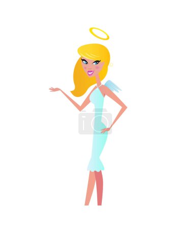 Téléchargez les illustrations : Jolie fille avec des ailes d'ange. illustration vectorielle. - en licence libre de droit