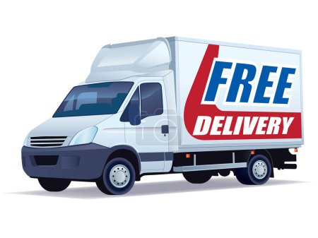 Illustration for Free delivery van vector illustration - Royalty Free Image