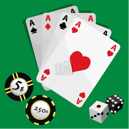 Illustration for Casino chips and cards, vector illustration - Royalty Free Image