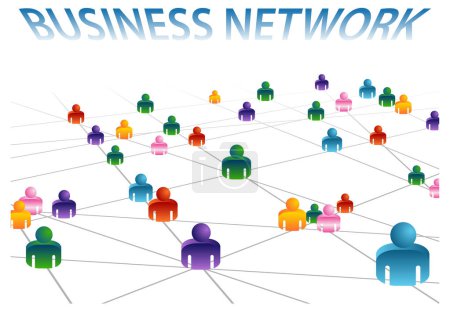 business network lettering and illustration