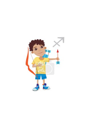 Téléchargez les illustrations : Petit garçon jouant avec arc et flèches - en licence libre de droit