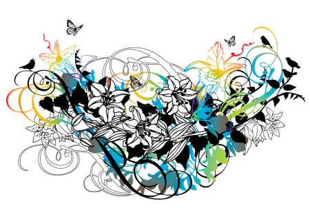 Ilustración de Diseño floral colorido, ilustración del vector - Imagen libre de derechos