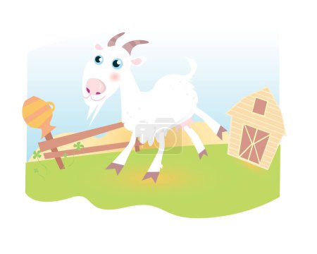 Téléchargez les illustrations : Mignon chèvre dessin animé illustration vecteur - en licence libre de droit