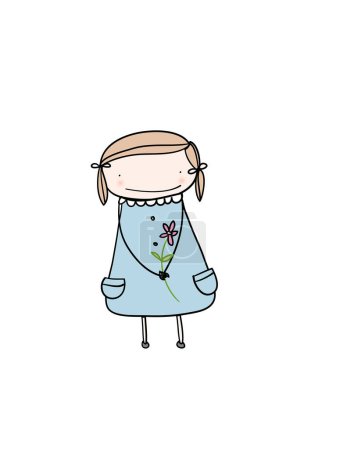 Ilustración de Linda chica con flor - Imagen libre de derechos