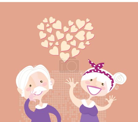 Téléchargez les illustrations : Couple mignon âgé amoureux, illustration vectorielle - en licence libre de droit
