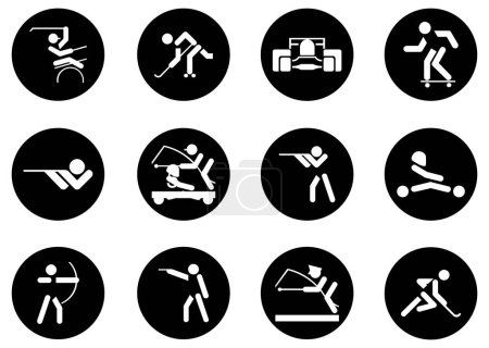 Téléchargez les illustrations : Jeu vectoriel d'icônes de jeux de sport - en licence libre de droit