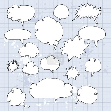 Téléchargez les illustrations : Bulles de parole, nuages dessinés à la main - en licence libre de droit