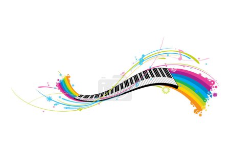 Illustration for Musical piano with colorful musical notes - Royalty Free Image