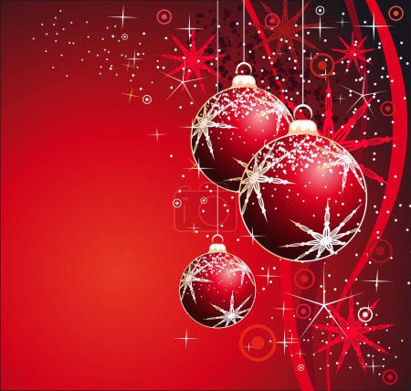 Illustration for Christmas balls on red background - Royalty Free Image