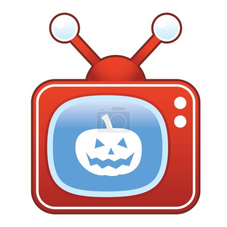 Ilustración de Halloween icono de la calabaza en la pantalla de la vendimia tv-set - Imagen libre de derechos