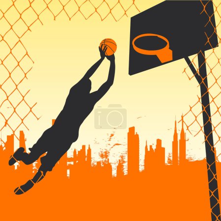 Ilustración de Ilustración del jugador de baloncesto sobre fondo abstracto - Imagen libre de derechos