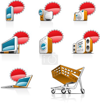 Ilustración de Vector conjunto de iconos de compras sobre fondo blanco - Imagen libre de derechos