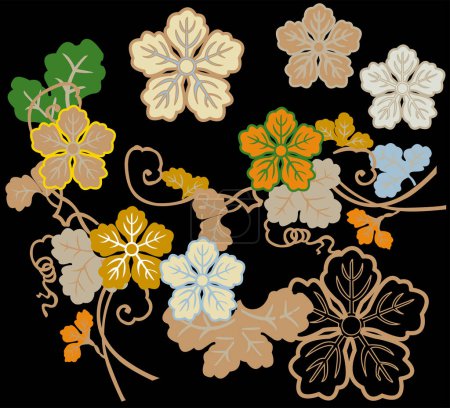 Ilustración de Ilustración vectorial de flores y hojas para uso de diseño - Imagen libre de derechos