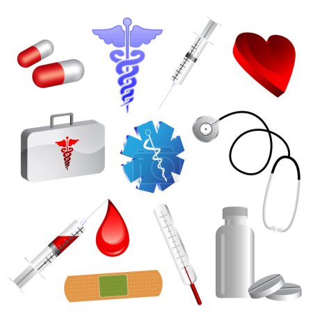 Illustration for Set of medical elements, icons - Royalty Free Image