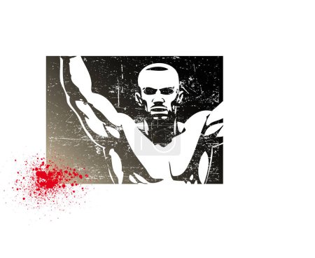 Ilustración de Luchador con las manos en alto. vector. - Imagen libre de derechos