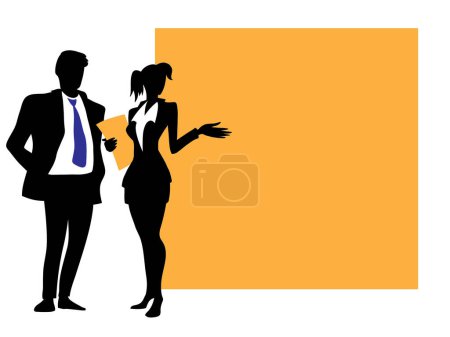 Téléchargez les illustrations : Couple d'affaires parlant au bureau, illustration vectorielle - en licence libre de droit