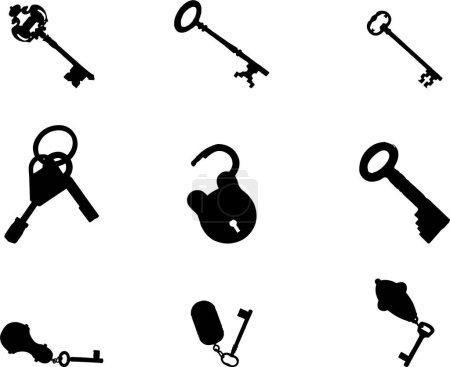 Téléchargez les illustrations : Jeu vectoriel de clés dessinées à la main - en licence libre de droit