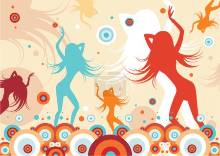 Téléchargez les illustrations : Danseuses pour bannière de fête, illustration vectorielle - en licence libre de droit