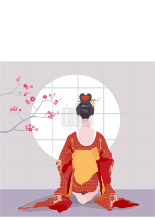 Illustration for Vector illustration of a japanese girl - Royalty Free Image