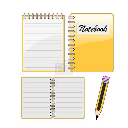 Illustration for Notebook with pen, notebook and diary. vector illustration - Royalty Free Image