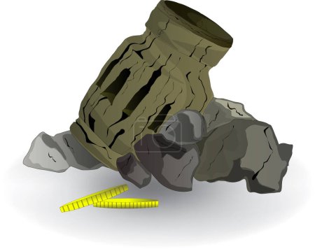 Ilustración de 3 d representación de rocas aisladas sobre fondo blanco - Imagen libre de derechos