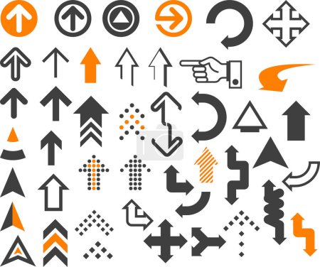 Illustration pour Flèche de direction et icônes de direction définies - image libre de droit