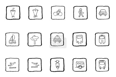 Ilustración de Esquema vector icono conjunto de iconos de viaje - Imagen libre de derechos