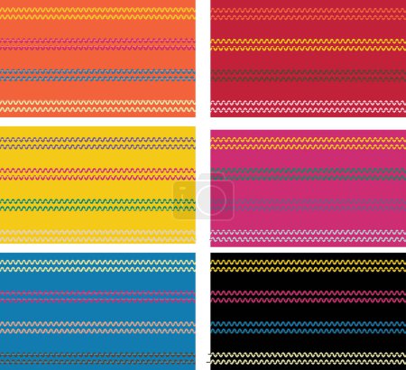 Ilustración de Coloridos patrones a rayas sin costura conjunto - Imagen libre de derechos