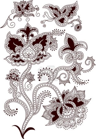 Illustration for Vector seamless pattern with hand drawn flowers. - Royalty Free Image