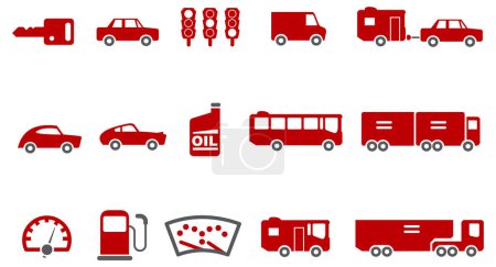 Téléchargez les illustrations : Jeu vectoriel d'icônes de transport sur fond blanc - en licence libre de droit
