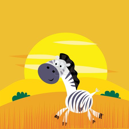 Illustration for Zebra in the wild, vector illustration simple design - Royalty Free Image