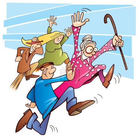 Illustration for Old people running, vector illustration simple design - Royalty Free Image