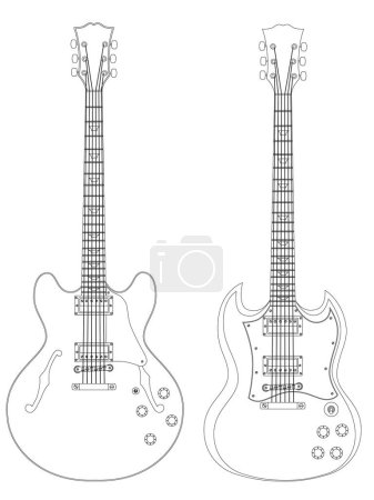 Téléchargez les illustrations : Illustration vectorielle de guitare électrique sur fond blanc - en licence libre de droit