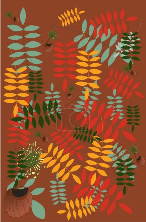 Illustration for Autumn leaves background. vector illustration in cartoon style. - Royalty Free Image