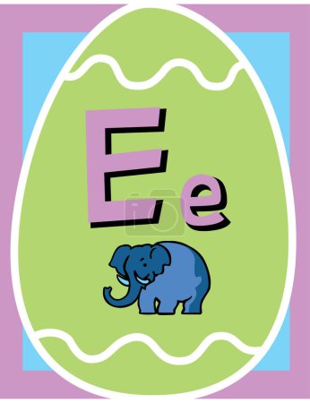 Illustration for Letter E e with elephant. - Royalty Free Image