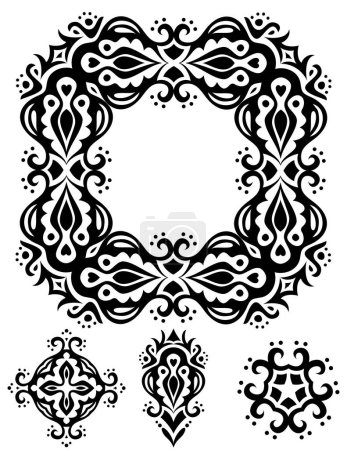 Ilustración de Vector decorativo negro ornamento floral - Imagen libre de derechos