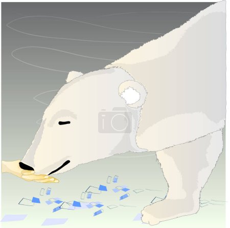 Illustration for Illustration of a polar bear eating an ice cream - Royalty Free Image