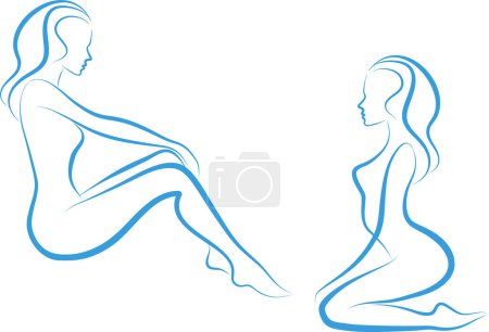 Illustration for Vector silhouettes of women on white background - Royalty Free Image