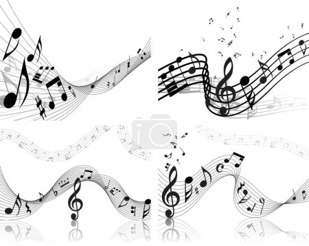 Ilustración de Conjunto de notas musicales. Ilustración vectorial - Imagen libre de derechos